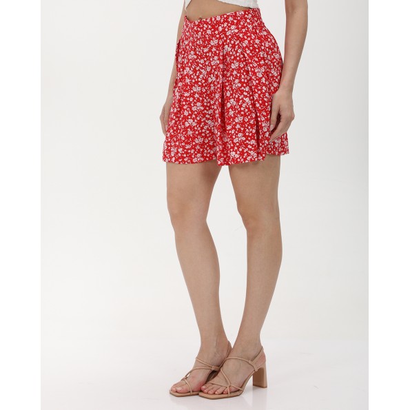 Γυναικεία mini φούστα σορτς ATTRATTIVO 9918602 κόκκινη floral 
