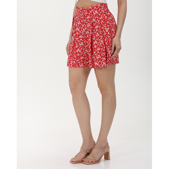 Γυναικεία mini φούστα σορτς ATTRATTIVO 9918602 κόκκινη floral 