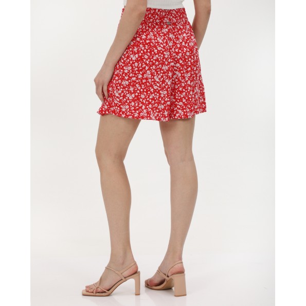 Γυναικεία mini φούστα σορτς ATTRATTIVO 9918602 κόκκινη floral 