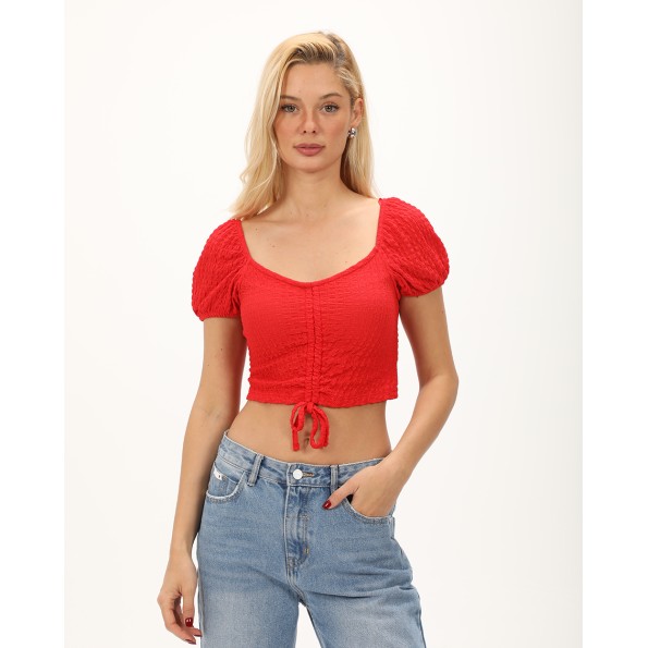 Γυναικείο cropped top ATTRATTIVO 9918955 κόκκινο