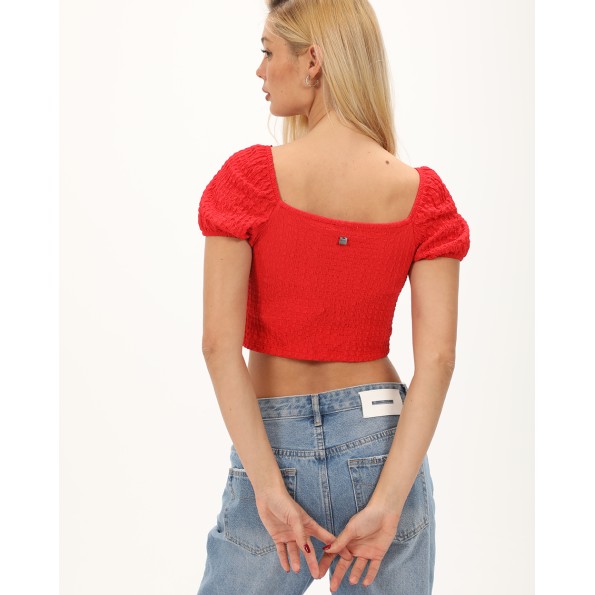 Γυναικείο cropped top ATTRATTIVO 9918955 κόκκινο