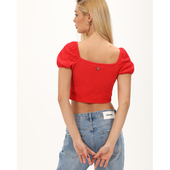 Γυναικείο cropped top ATTRATTIVO 9918955 κόκκινο