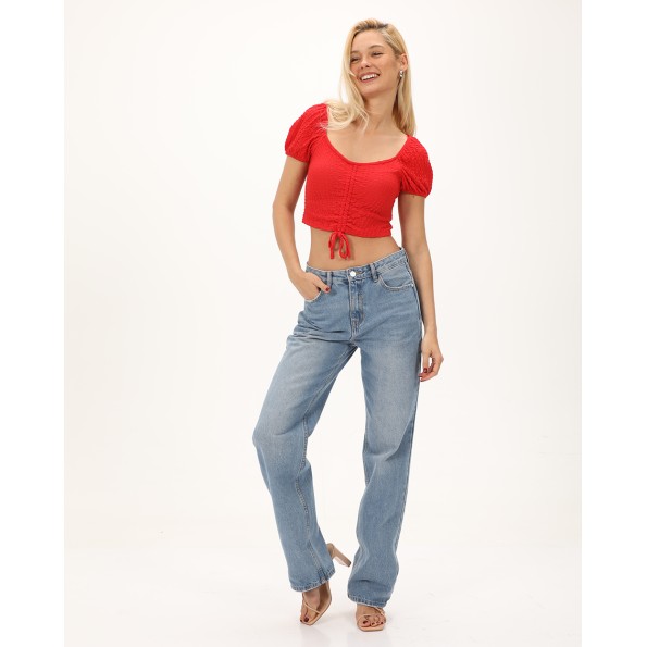 Γυναικείο cropped top ATTRATTIVO 9918955 κόκκινο