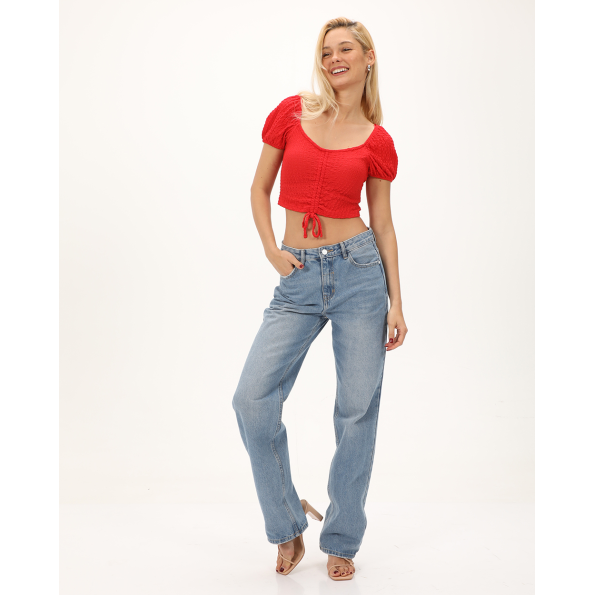 Γυναικείο cropped top ATTRATTIVO 9918955 κόκκινο