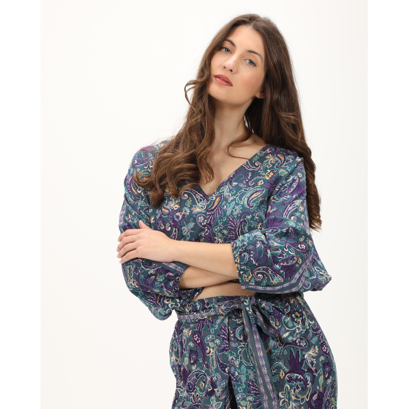 Γυναικείο cropped top ATTRATTIVO 9918966 πολύχρωμο λαχούρια Γυναικεία