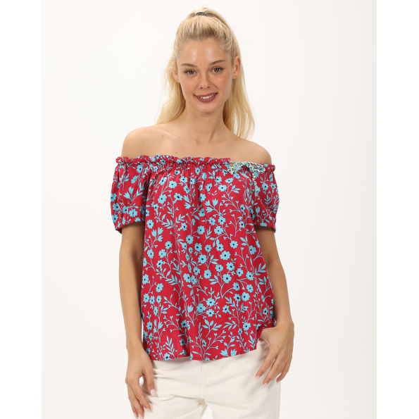 Γυναικείο off the shoulders top ATTRATTIVO 9919406 κόκκινο
