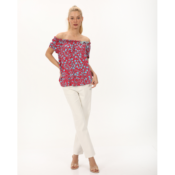 Γυναικείο off the shoulders top ATTRATTIVO 9919406 κόκκινο
