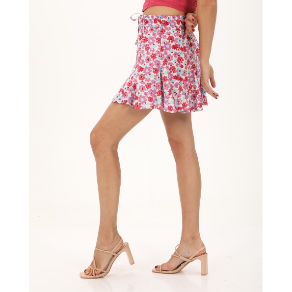 Γυναικεία mini φούστα σορτς ATTRATTIVO 9919408 ροζ floral