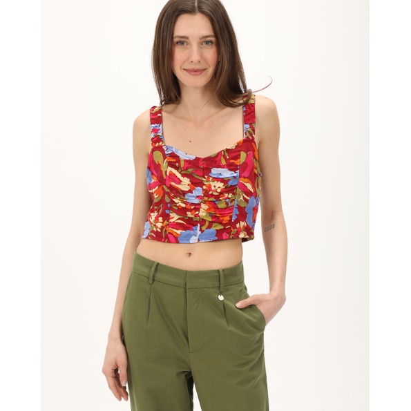 Γυναικείο cropped top ATTRATTIVO 9919128 κόκκινο floral