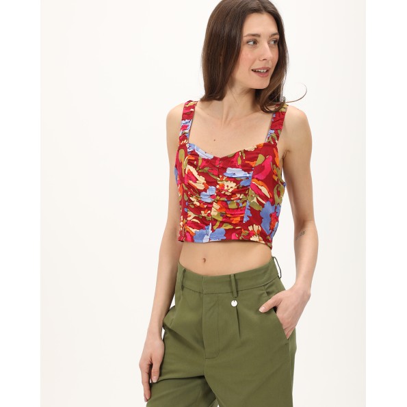 Γυναικείο cropped top ATTRATTIVO 9919128 κόκκινο floral