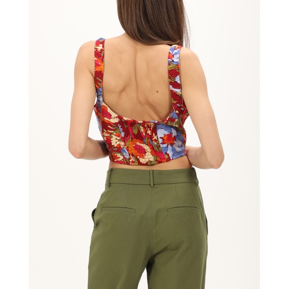 Γυναικείο cropped top ATTRATTIVO 9919128 κόκκινο floral