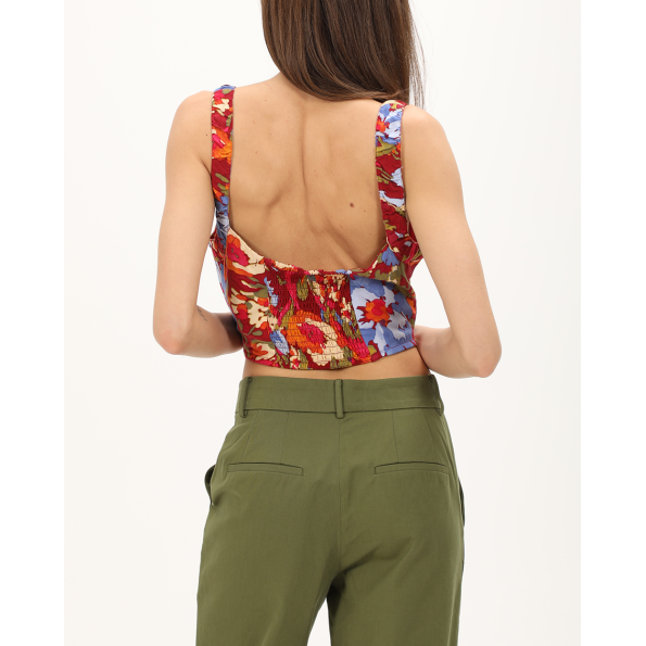 Γυναικείο cropped top ATTRATTIVO 9919128 κόκκινο floral