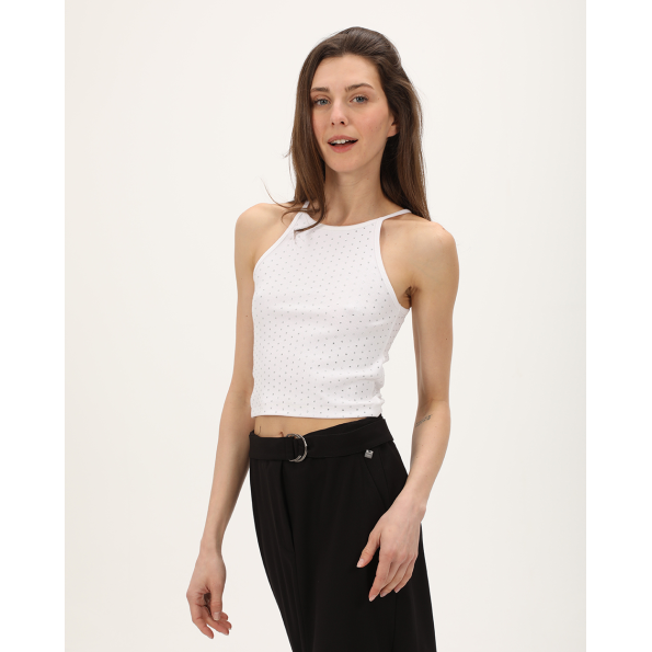 Γυναικείο crop top ATTRATTIVO 9919136 λευκό Γυναικεία