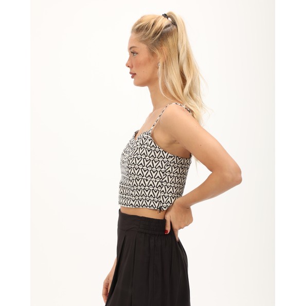 Γυναικείο cropped top ATTRATTIVO 9919155 μαύρο λευκό