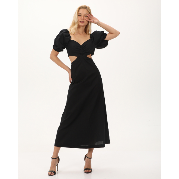 Γυναικείο cut out maxi φόρεμα ATTRATTIVO 9919602 μαύρο