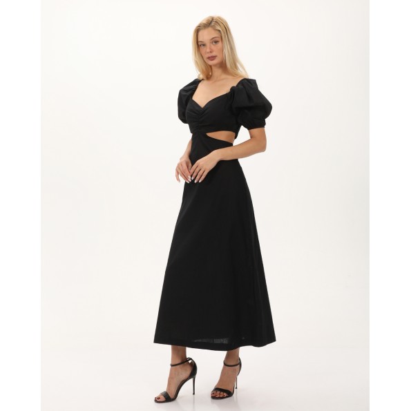 Γυναικείο cut out maxi φόρεμα ATTRATTIVO 9919602 μαύρο
