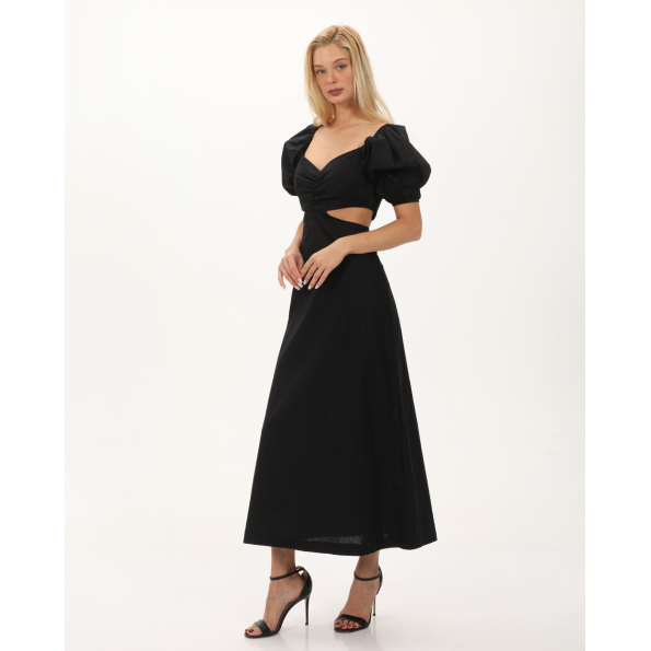 Γυναικείο cut out maxi φόρεμα ATTRATTIVO 9919602 μαύρο