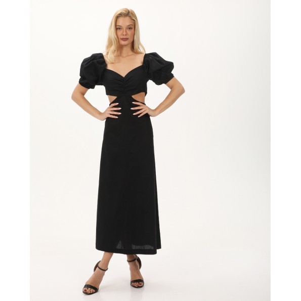 Γυναικείο cut out maxi φόρεμα ATTRATTIVO 9919602 μαύρο