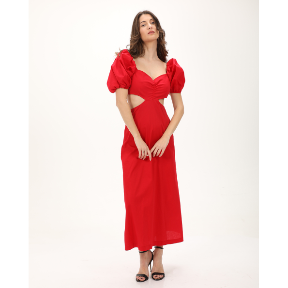 Γυναικείο cut out maxi φόρεμα ATTRATTIVO 9919602 κόκκινο