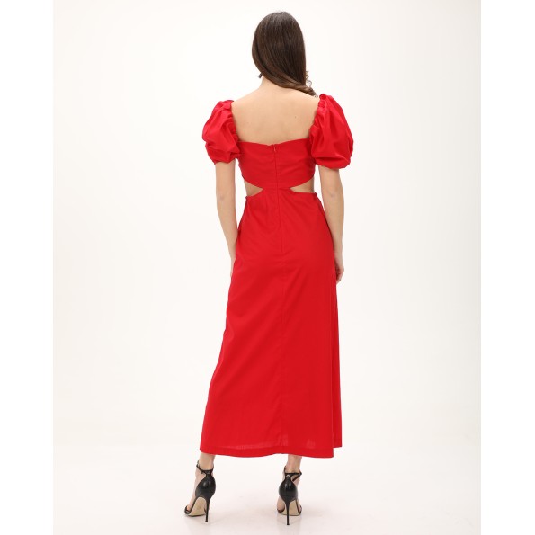 Γυναικείο cut out maxi φόρεμα ATTRATTIVO 9919602 κόκκινο