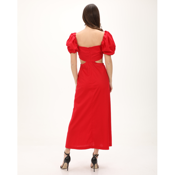 Γυναικείο cut out maxi φόρεμα ATTRATTIVO 9919602 κόκκινο