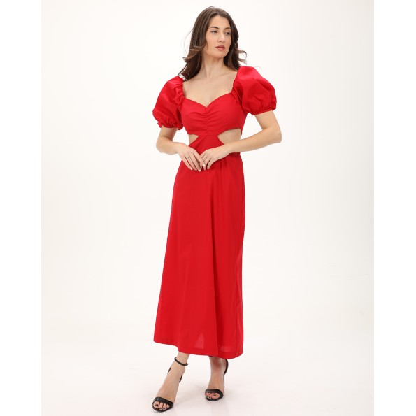 Γυναικείο cut out maxi φόρεμα ATTRATTIVO 9919602 κόκκινο