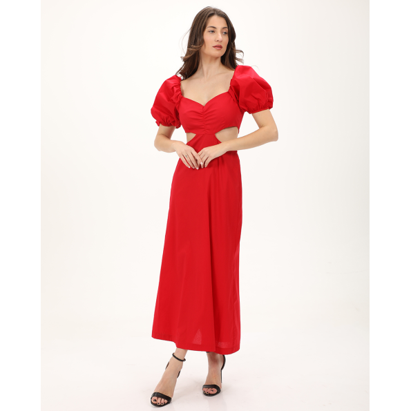 Γυναικείο cut out maxi φόρεμα ATTRATTIVO 9919602 κόκκινο