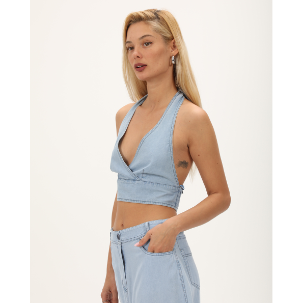 Γυναικείο cropped top ALE 81253424 γαλάζιο
