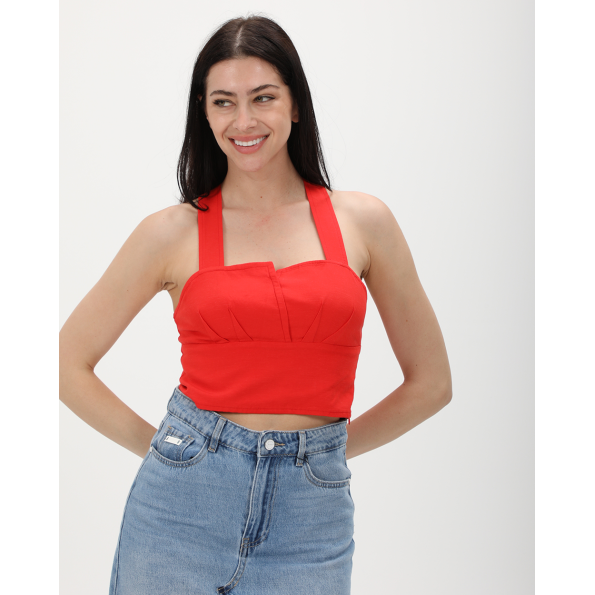 Γυναικείο cropped top ALE 81311416 κοραλί