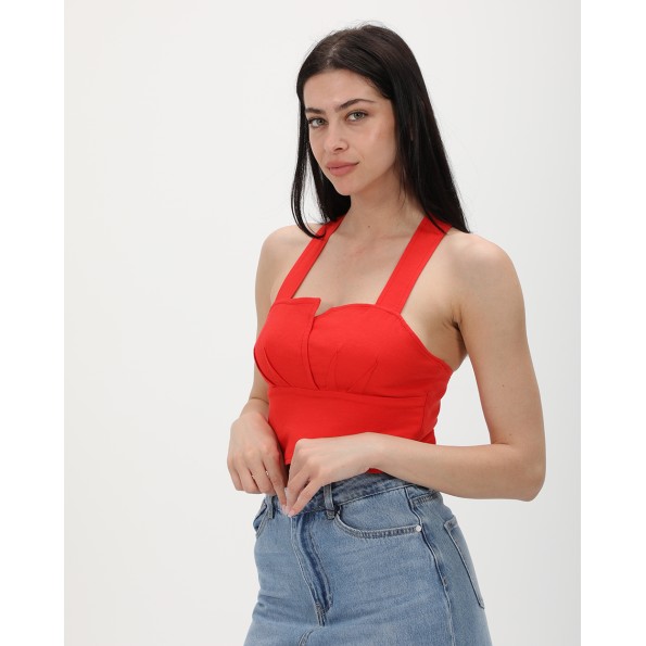 Γυναικείο cropped top ALE 81311416 κοραλί