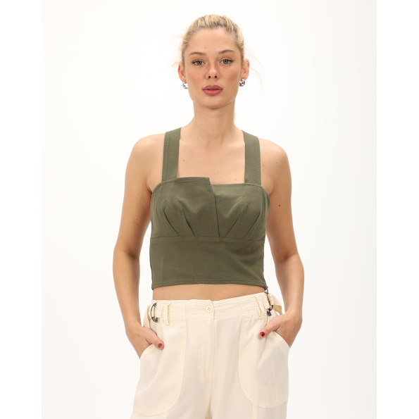 Γυναικείο cropped top ALE 81311416 χακί