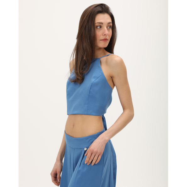 Γυναικείο crop top ALE 82256431 μπλε Γυναικεία