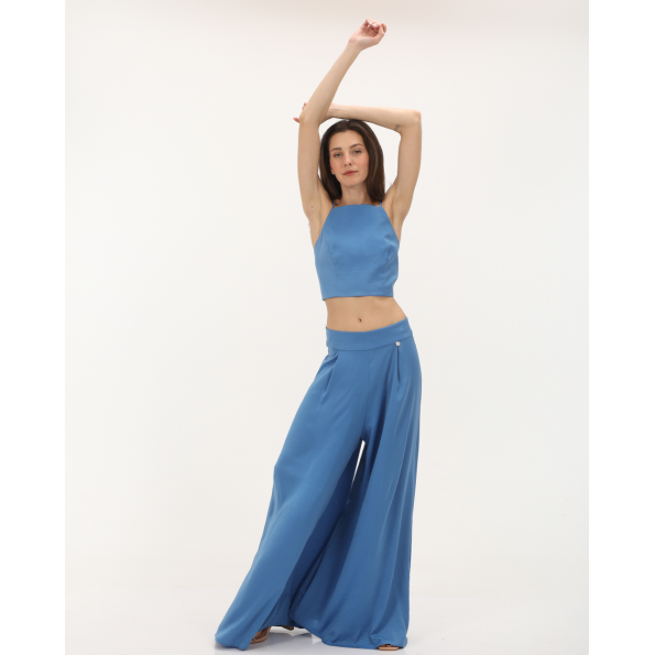 Γυναικείο crop top ALE 82256431 μπλε Γυναικεία