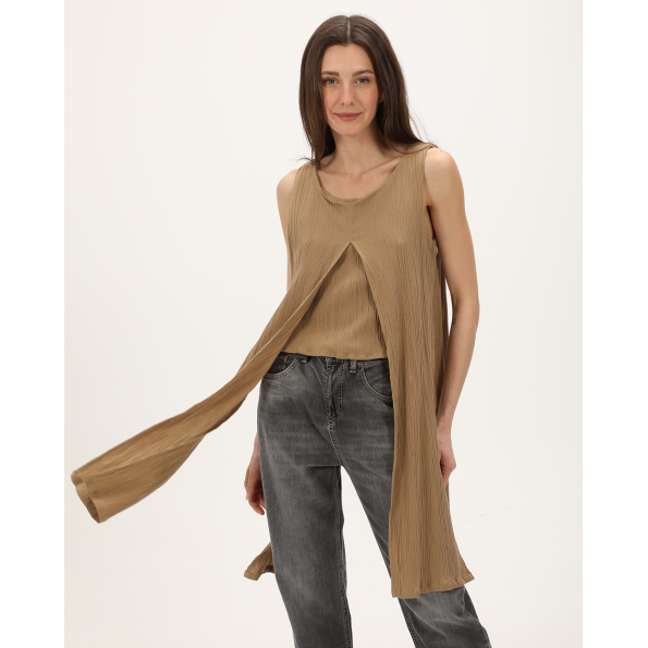 Γυναικείο ασύμμετρο top ALE 8919041C καφέ