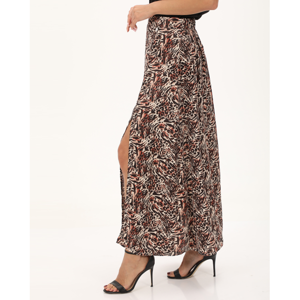 Γυναικεία maxi φούστα ALE 8918366 μαύρη animal print
