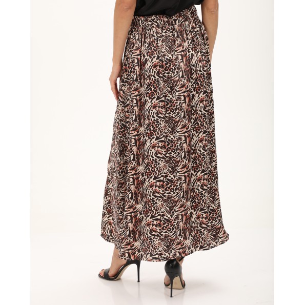 Γυναικεία maxi φούστα ALE 8918366 μαύρη animal print