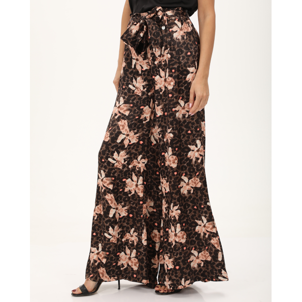 Γυναικεία παντελόνα ALE 8918369 καφέ floral