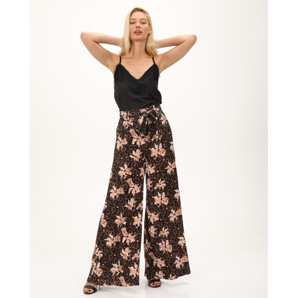 Γυναικεία παντελόνα ALE 8918369 καφέ floral