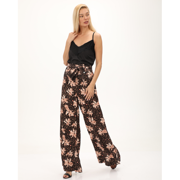 Γυναικεία παντελόνα ALE 8918369 καφέ floral