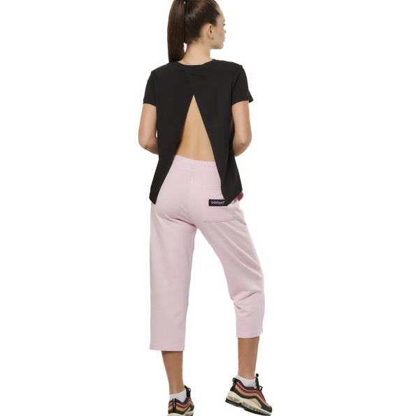 Γυναικείο crop παντελόνι φόρμας BODY ACTION 021531-01 ροζ
