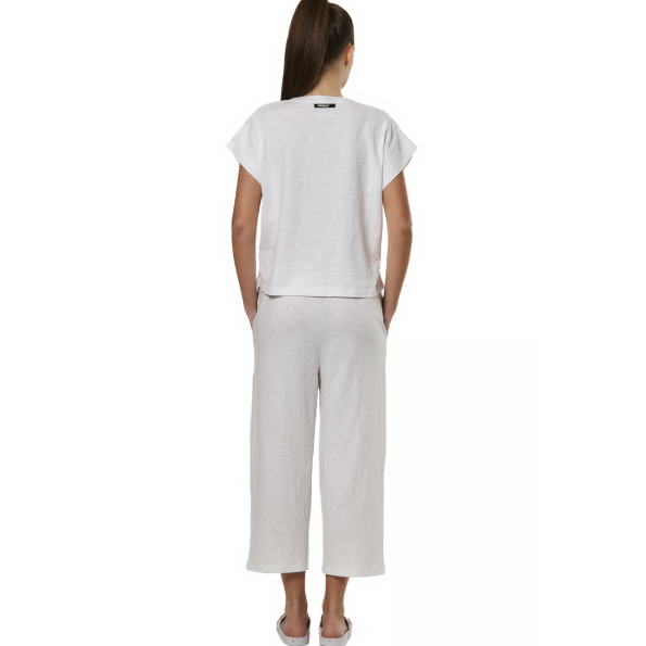 Γυναικείο crop παντελόνι φόρμας BODY ACTION 021532-01 λευκό