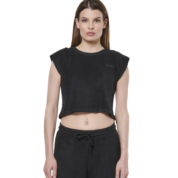 Γυναικείο πετσετέ cropped top BODY ACTION 041514-01 μαύρο