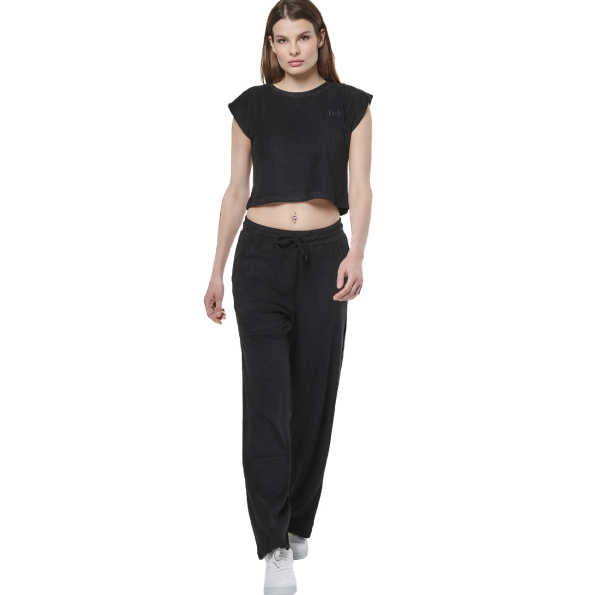 Γυναικείο πετσετέ cropped top BODY ACTION 041514-01 μαύρο