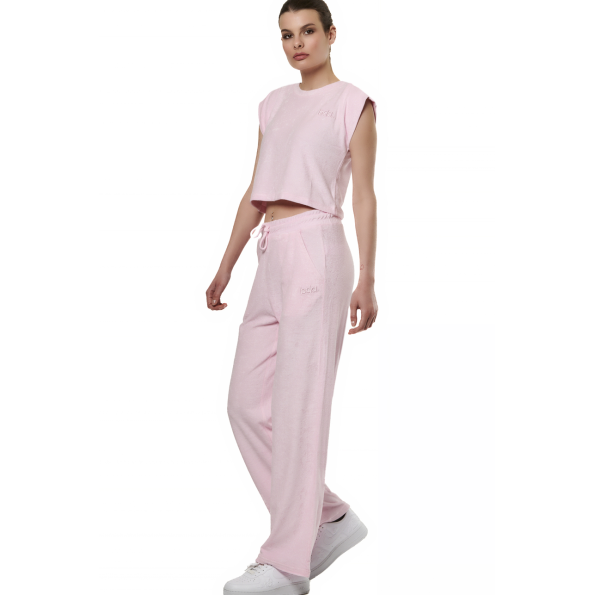 Γυναικείο πετσετέ cropped top BODY ACTION 041514-01 ροζ
