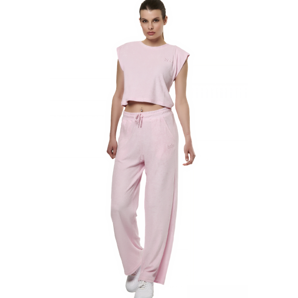 Γυναικείο πετσετέ cropped top BODY ACTION 041514-01 ροζ
