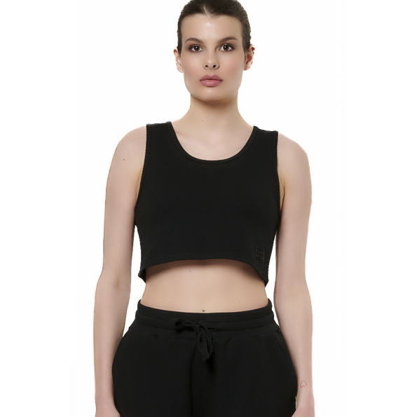 Γυναικείο cropped top BODY ACTION 041515-01 μαύρο