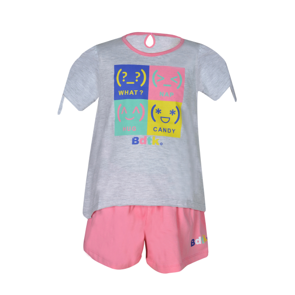 Παιδικό σετ από t-shirt και σορτς BODYTALK 1201-743599 γκρι ροζ