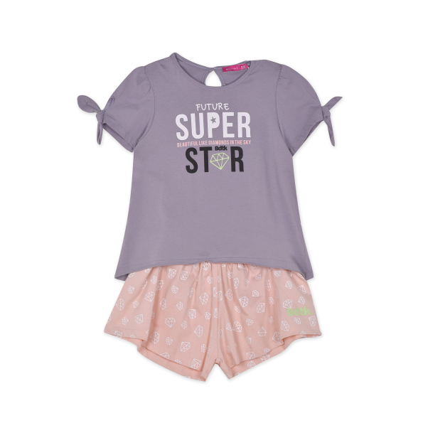 Παιδικό σετ από t-shirt και σορτς BODYTALK 1211-743199 μοβ ροζ