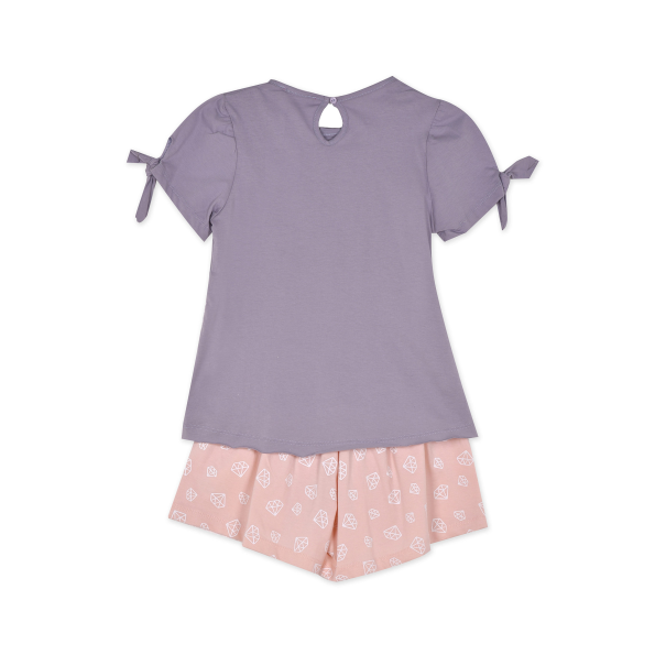 Παιδικό σετ από t-shirt και σορτς BODYTALK 1211-743199 μοβ ροζ