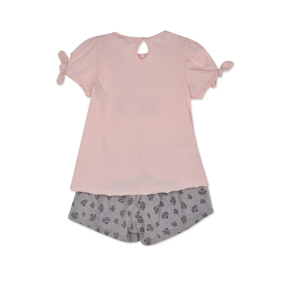 Παιδικό σετ από t-shirt και σορτς BODYTALK 1211-743199 ροζ γκρι